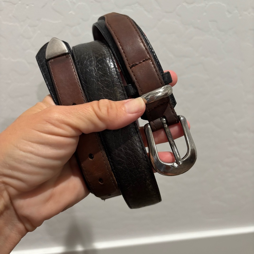 Men’s Brighton Two Toned Brown and Black Leather Belt with Ranger Buckle